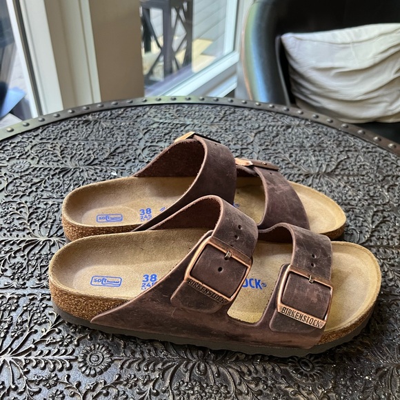 NEW BIRKENSTOCK ARIZONA BS OILED NUBUCK LEATHER SANDALS IN HABANA 38 7 - Picture 7 of 12